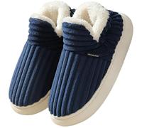 Donpapa Zapatillas de Estar por Casa Mujer Hombre Invierno Cálido Cerradas Cómodo Algodón Pantuflas con Espuma de Memoria Azul 280