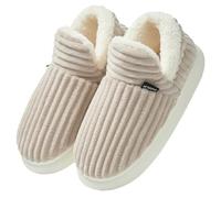 Donpapa Zapatillas de Estar por Casa Mujer Hombre Invierno Cálido Cerradas Cómodo Algodón Pantuflas con Espuma de Memoria Kaki 300
