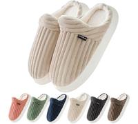 Donpapa Zapatillas de Estar por Casa Mujer Hombre Invierno pantuflas Cálido Memoria Antideslizante Confortable Espuma Suave Interior Exterior Caqui 280