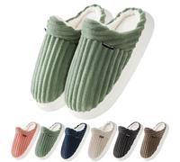 Donpapa Zapatillas de Estar por Casa Mujer Hombre Invierno pantuflas Cálido Memoria Antideslizante Confortable Espuma Suave Interior Exterior Verde manzana 280