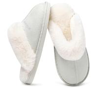 Donpapa Zapatillas de Estar por Casa Mujer Hombre Invierno Peluche Cálido Pantuflas Memory Foam Comodas Confortables Antideslizante Interior Exterior Glacier Grey 38.5-40