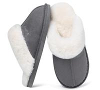 Donpapa Zapatillas de Estar por Casa Mujer Hombre Invierno Peluche Cálido Pantuflas Memory Foam Comodas Confortables Antideslizante Interior Exterior Gris Oscuro 40.5-42