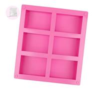 DONQL 1 Pieza Moldes para Jabones Artesanales de 6 Cavidades, Moldes de Silicona Para Jabón, Moldes Silicona Jabon Rectangular, Moldes para Jabones, Moldes para Jabones Artesanía(Rosa)