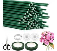 DONQL Alambre para flores verde, 60 unidades, alambre verde para floristería, alambre de tallo de flores de 2 mm, alambre de 30 cm de largo, alambre verde para arreglos florales, ramos de flores DIY