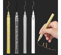 DONQL Juego 4 rotuladores acrílico artistro，rotulador permanente de 0,7 mm, metalizados, acrílicos permanentes, cristal purpurina colores para tela vidrio roca madera cerámica cuero (4 colores)