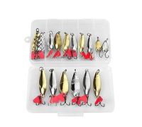 DONQL Juego de 16 Señuelos de Pesca de Metal, con Cucharas y Anzuelos, Cucharillas para Agua Salada, Trucha de Agua Dulce, Salmón y Bajo