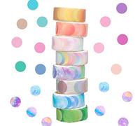 DONQL Set de 8 Cinta de Washi Tape, Cinta Adhesiva Decorativa de Lunares, Washi Tape de de Lunares de Colores,14 mm x 800 Puntos, Washi Tape Set para DIY Scrapbooking Crafts Envoltura de Regalos