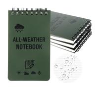 DONQTWAY Write in the Rain, 4 unidades de cuadernos resistentes al agua, notas de campo, cuaderno de bolsillo para aventuras al aire libre, registros de días lluviosos y trabajo de campo (verde)