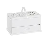 DONREGALOWEB Costurero - Joyero Grande de Madera Calada Color Blanco de 3 cajones