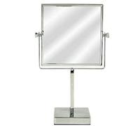 DonRegaloWeb DRW - Espejo de baño Cuadrado con pie Cromado Brillo y 2 Caras con 1 y 3 aumentos 39x24x12 Cm