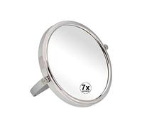 DONREGALOWEB Espejo de baño con aro de Metal y 2 Caras con 7 aumentos Decorado en Color Cromo Brillo