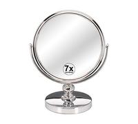 DONREGALOWEB Espejo de baño con peana de Metal y 2 Caras con 7 aumentos Decorado en Color Cromo Brillo