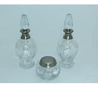 DONREGALOWEB Juego de tocador de Cristal y Metal en Color Plateado