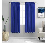 DONREN Cortinas opacas de color azul cobalto, cortinas de 63 pulgadas, cortinas con aislamiento térmico y bolsillo para barra para sala de estar, 2 paneles