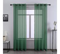 DONREN Cortinas traslúcidas Color Verde Cazador de 84 Pulgadas de Largo para Dormitorio, 2 Paneles de Cortinas semitransparentes de Gasa con Ojales en la Parte Superior para Ventana de Sala de Estar