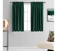DONREN Hunter Green - Paneles de Cortinas Opacas con Aislamiento térmico para Ventana para Dormitorio con Bolsillo para Barra (107 x 137 cm de Largo, 2 Paneles)