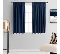 DONREN Paneles de Cortina Opaca Azul Marino para Ventanas pequeñas, Cortinas de oscurecimiento de habitación con Aislamiento térmico para Dormitorio (42 x 45 Pulgadas, 2 Paneles)