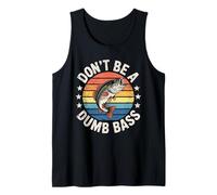Don't Be A Dumb Bass Funny Fishing Angler Juego de Palabras Camiseta sin Mangas