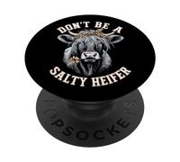 Dont Be A Salty Heifer Highland Cow PopSockets PopGrip Adhesivo