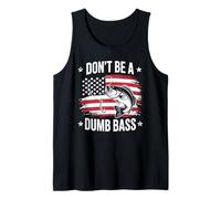 Don't Be Dumb Bass Bandera Americana Patriótica Pescador Pesca Camiseta sin Mangas