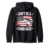 Don't Be Dumb Bass Bandera Americana Patriótica Pescador Pesca Sudadera con Capucha