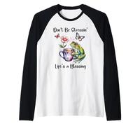Don't Be Stressin' Life'S a Blessing God Frog Cute Butterfly Camiseta Manga Raglan