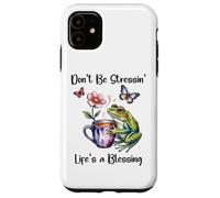 Don't Be Stressin' Life'S a Blessing God Frog Cute Butterfly Carcasa para iPhone 11
