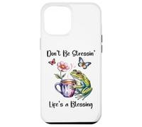 Don't Be Stressin' Life'S a Blessing God Frog Cute Butterfly Carcasa para iPhone 12 Pro MAX