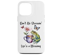 Don't Be Stressin' Life'S a Blessing God Frog Cute Butterfly Carcasa para iPhone 13 Pro MAX