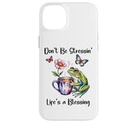 Don't Be Stressin' Life'S a Blessing God Frog Cute Butterfly Carcasa para iPhone 14 Plus