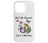 Don't Be Stressin' Life'S a Blessing God Frog Cute Butterfly Carcasa para iPhone 14 Pro MAX