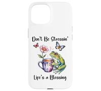 Don't Be Stressin' Life'S a Blessing God Frog Cute Butterfly Carcasa para iPhone 15
