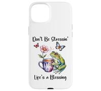 Don't Be Stressin' Life'S a Blessing God Frog Cute Butterfly Carcasa para iPhone 15 Plus