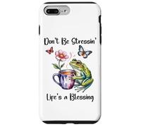 Don't Be Stressin' Life'S a Blessing God Frog Cute Butterfly Carcasa para iPhone 7 Plus/8 Plus