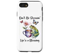 Don't Be Stressin' Life'S a Blessing God Frog Cute Butterfly Carcasa para iPhone SE (2020) / 7/8