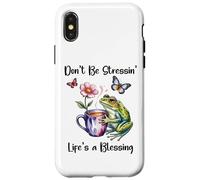 Don't Be Stressin' Life'S a Blessing God Frog Cute Butterfly Carcasa para iPhone X/XS