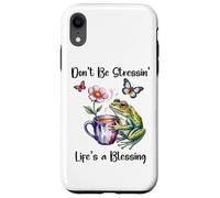 Don't Be Stressin' Life'S a Blessing God Frog Cute Butterfly Carcasa para iPhone XR