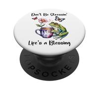 Don't Be Stressin' Life'S a Blessing God Frog Cute Butterfly PopSockets PopGrip Adhesivo