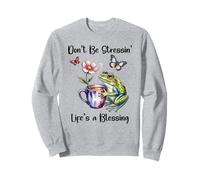 Don't Be Stressin' Life'S a Blessing God Frog Cute Butterfly Sudadera