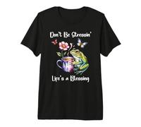 Don't Be Stressin Lifes a Blessing God Fully Rely Frog Jesus Camiseta Premium