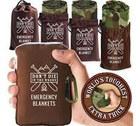 Don't Die in The Woods - Las mantas de emergencia más duras del mundo | Ultraligera - Impermeable - Extra gruesa - Manta espacial térmica Mylar para senderismo, camping, equipo de supervivencia