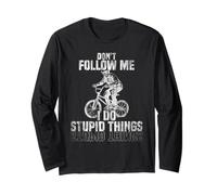 Don't Follow me I do Stupid Things Esqueleto Conduce BMX Manga Larga