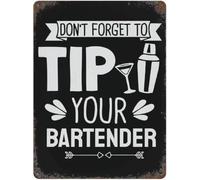 Don't Forget To Tip Your Bartender Funny Cocktails Metal Tin Sign Vintage Bar Decor For Man Cave Pub Home Bar 8x12 Inch
