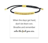 Don't Let The Hard Days Win - Pulsera para mujeres y hombres, hecha a mano, trenzada, ajustable, de acero inoxidable para mi hija/mejor amiga, regalos inspiradores para mujer, 1pcs, Cristal, No es una