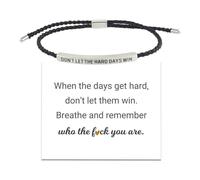 Don't Let The Hard Days Win - Pulsera para mujeres y hombres, hecha a mano, trenzada, ajustable, de acero inoxidable para mi hija/mejor amiga, regalos inspiradores para mujer, 1pcs, Cristal, No es una