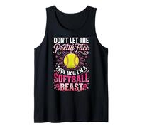 Don't Let The Pretty Face Fool You I'm A Softball Beast Camiseta sin Mangas