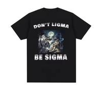 Don't Ligma Be Sigma Wolf Meme T-Shirts Men's Clothing Vintage Fashion T Shirts Casual Cotton Oversized T-Shirt Streetwear Black S