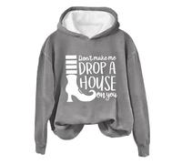 Don't Make Drop You Sudaderas Halloween para Mujer 2024 Sudadera con Capucha Manga Larga Cuello Redondo Estampado Divertido