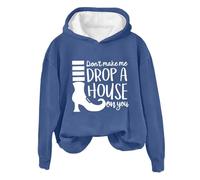 Don't Make Me Drop A On You Sudaderas de Halloween para Mujer 2024 Divertida Sudadera con Capucha Cuello Redondo y Manga Larga Jersey Manga Corta Mujer, azul, L