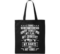 Don't Mess with My Family My Flag My Country - Bolsa de algodón ecológico natural, color negro, Black, Talla única